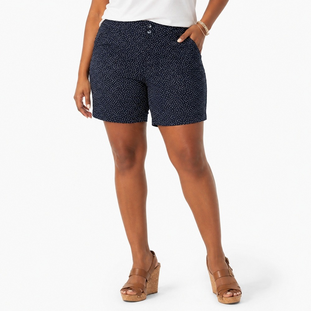 NWT Lee Bermuda Polka Dot Shorts Black White Straight Fit Stretch Size 10